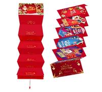 Soporte para dinero navideño: sobre de regalo en efectivo, billetera navideña | Organizador de efectivo con tema de Papá Noel, tarjetero de regalo con diez ranuras para dinero, sobre festivo