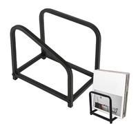 Soporte para discos de vinilo genérico - Almacenamiento de álbumes | Dimensiones 8,8 × 8 6 pulgadas, clasificador de escritorio elegante, expositor de libros, soporte negro 30 LP, diseño contemporáneo