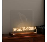 Soporte para discos de vinilo Now Playing de CoolGift Mart, portadiscos luminoso, expositor acrílico de madera con luces blancas cálidas para decorar la habitación, para los amantes del vinilo