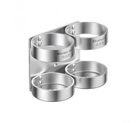 Soporte para dispensador de jabón montado en la pared para almacenamiento de champú y gel de ducha con marco de acero inoxidable y montaje seguro en múltiples superficies (2 agujeros)