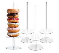Soporte para Donuts, Torre de presentación para postres y Bagels de acrílico Antideslizante de 4 Piezas | Presentación para Comida de | para cumpleaños, Boda, Shower de año Nuevo
