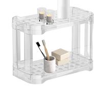 Soporte para eliminar tocales, artículos de tocador, contador de cosméticos, soporte de 2 niveles, organizador de maquillaje de vanidad, ahorro de espacio para salón, tocador
