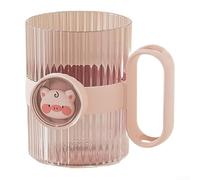 Soporte para enjuague bucal y cepillo de dientes de baño resistente y compacto con doble uso, diseñado para organizar los elementos esenciales y fácil mantenimiento (rosa)