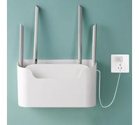 Soporte para Enrutador WLAN Blanco, Caja de Almacenamiento para Router Inalámbrico sin Punzón, Caja Decorativa para Enrutador de Pared para El Hogar y La Oficina