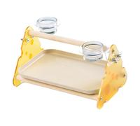 Soporte para Entrenamiento De Aves - Posadero Juguetero para Loros De Mesa con Comederos,Área de Juego para Aves con Bandeja Extraíble para Periquitos, Cotorras, Agapornis y Más