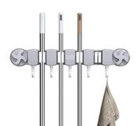 Soporte para escobas Montura de pared - Succión de pared Broom Mop Holder Almacenamiento Rack | Soporte De Servicio Público Con 5 Ganchos Para Pincel Guantes Guantes Rag Kitchen Garage Toallas