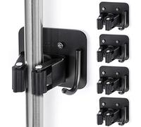 Soporte para escobas para montaje en pared, soporte para escobas, resistente de acero inoxidable perforado, perfecto para organizador de lavadero, apto para lavadero, cocina, garaje, jardín (negro, 4)