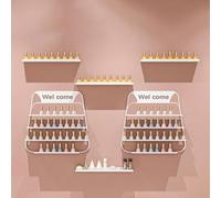 Soporte para esmalte de uñas montado en la pared, estante de pared para pintalabios, perfumes, organizadores de aceites esenciales para salón de uñas, juego de estantes de exhibición de metal (color