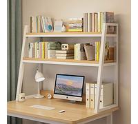 Soporte para estante de escritorio: estantería de escritorio con escalera industrial de 2 niveles, organizador de estantería de escritorio, estantería de escritorio para escritorio de computadora, e