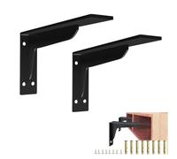 Soporte para Estantes de 2 Piezas - Escuadras de Soporte de Acero de 8/12/16 Pulgadas, Integrado de Ata Resistencia 90° para Montaje en Pared, Negro, Antioxido(2pcs-12IN/291MM)