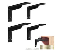 Soporte para Estantes de 4 Piezas - Escuadras de Soporte de Acero de 8/12/16 Pulgadas, Integrado de Ata Resistencia 90° para Montaje en Pared, Negro, Antioxido(4pcs-12IN/291MM)