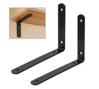 Soporte Para Estantes, Paquete De 2 Soportes De Estanterias Flotantes, Soporte De Estante De Pared en L, Escuadras Baldas Metálicos Para Diy/decoración/fijación De Muebles,black-10x8cm/3.9 * 3.1in