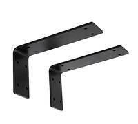 Soporte para estantes, soporte angular, Paquete de 2 soportes de estante en forma de L de hierro metálico for estanterías abiertas de bricolaje, color negro, varios tamaños(90mm/3.5in)