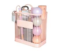 Soporte Para Esterilla De Yoga Cesta de metal organizadora de artículos de fitness for colchonetas de yoga y equipos de bádminton, elegante almacenamiento for el hogar(Gentle Pink - Large)