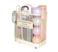 Soporte Para Esterilla De Yoga Cesta de metal organizadora de artículos de fitness for colchonetas de yoga y equipos de bádminton, elegante almacenamiento for el hogar(Creamy white - large)