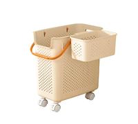 Soporte para Esterilla de Yoga, Cesta Estrecha para Guardar esterillas de Yoga con Ruedas y asa, Organizador Multifuncional para Fitness para el hogar, Estudio y Gimnasio, Color Beige con CE