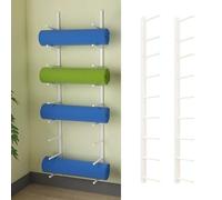 Soporte para Esterilla de Yoga de Acero de 9 Niveles, Soporte para Esterilla de Yoga Blanco montado en la Pared, Almacenamiento para Estudio de Yoga, Sala de Entrenamiento, Rodillo de Espuma, colcho