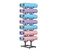 Soporte para esterilla de yoga, estante independiente de doble cara, organizador de tapetes de ejercicio ajustable para estudios, gimnasios y salas de entrenamiento, diseño que ahorra espacio con