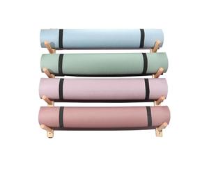 Soporte para esterilla de yoga, organizador de almacenamiento de montaje en pared para gimnasio en casa y estudio de yoga, diseño multicapa para una gestión eficiente del espacio