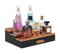 Soporte Para Exhibición De Perfumes: Madera De Niveles, Cajones De Almacenamiento Y Compartimentos Secretos, Bandeja Decorativa De Mano De Obra Exquisita, Estante Para Fragancias De Gran Capacida