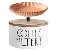 Soporte para filtro de café, decoración rústica de madera con tapa, 1 unidad de protector de papel para verter preparación, colador de madera con cubierta antipolvo, utensilios de cocina, estuche de