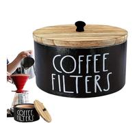Soporte para filtro de café - Decoración rústica de madera estilo granja con tapa | Almacenamiento para filtros de café, para camping, viajes, pago, gota y servicio