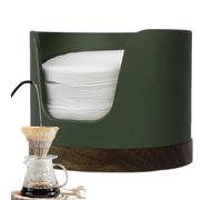 Soporte para filtro de café - Dispensador portátil de filtro de papel, diseño de tapa a prueba de polvo, madera estilo vintage con almacenamiento compacto | Kitchen Home Countertop Coffee Bar