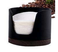 Soporte para filtro de café - Dispensador portátil de filtro de papel, diseño de tapa a prueba de polvo, madera estilo vintage con almacenamiento compacto | Kitchen Home Countertop Coffee Bar