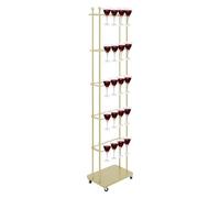 Soporte para flauta de champán de 5 niveles con 40 soportes, capacidad de 50 kg, soporte de exhibición móvil con ruedas para eventos en el hogar, bar, eventos