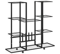 Soporte para flores con ruedas, 94,5 x 24,5 x 91,5 cm, hierro negro | Hierro enrollable, negro, estable, versátil, plantas en maceta, móvil