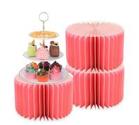 Soporte para Flores de cartón,3 Soportes cilíndricos Redondos de Papel,jarrones de Columna de cartón para Fiestas con Placa acrílica,Columnas de Papel Plegables para Bodas(Rojo Claro,H 20cm)