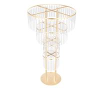 Soporte para flores dorado con decoración de cristal, columna de flores y jarrón, capacidad de carga aprox. 8 kg, altura 90 cm, para casa, fiesta, boda (B)