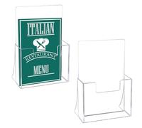 Soporte para Folletos A5 de Acrílico, 2 Piezas Expositor Metacrilato 140x76x208mm Sobremesa para Oficina, Recepción