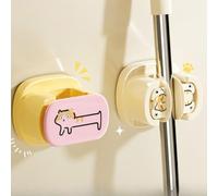 Soporte para fregona con ventosa, montaje en pared, sin taladro, fijado fuerte, clip para escoba sin rastro para baño, ducha, balcón, organización de almacenamiento (A)
