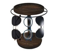 Soporte Para Gafas - Soporte De Madera Giratorio De 360°, 20,5 X 20,5 X 5,5 Cm, Con Bandeja Y Base | De Almacenamiento De Gafas De Sol Fabricada En Paulownia Para Varios Modelos | Expositor De Va