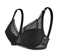 Soporte para garganta con armazón para mujer, sexy, sujetador para mujer, encaje, push up de gran tamaño, colores puros, lencería francesa Bralette a la moda clásica básica casual sujetador, Negro