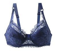 Soporte para garganta con armazón para mujer sexy, sujetador para mujer, encaje, sujetador, colores puros, lencería francesa Bralette a la moda, clásico básico, casual sujetador 2025, azul, 95C