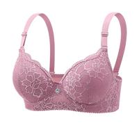 Soporte para garganta con armazón para mujer sexy, sujetador para mujer, encaje, sujetador, colores puros, lencería francesa Bralette 2025 a la moda clásica básica casual sujetador, rosa, 46