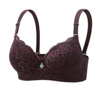Soporte para garganta con armazón para mujer sexy, sujetador para mujer, encaje, sujetador, colores puros, lencería francesa Bralette 2025 a la moda clásica básica casual sujetador, marrón, 38