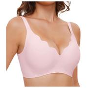 Soporte para garganta sin armaduras para mujer, escote en V ondulado con almohadillas ajustables y prolongador, modelo cómodo, rosa, M