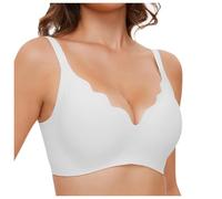 Soporte para garganta sin armaduras para mujer, escote en V ondulado con almohadillas ajustables y prolongador, modelo cómodo, blanco, M