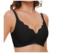 Soporte para garganta sin armaduras para mujer, escote en V ondulado con almohadillas ajustables y prolongador, modelo cómodo, Le Noir, L