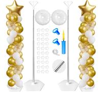 Soporte para globos de metal ajustable, 2 juegos de soportes para columnas de globos, columna de torre de globos de metal con base, clip y soporte para fiesta de cumpleaños, boda, decoración navideña