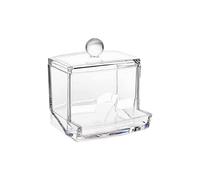 Soporte para guardar bastoncillos de algodón acrílico transparente para maquillaje, almohadilla de algodón, recipiente para cosméticos, joyas, organizador de joyas (blanco, talla única)