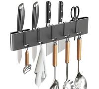 Soporte para herramientas de cocina de acero de alto carbono para pared, sin perforación, soporte de almacenamiento de cuchillos de cocina con ganchos de cocina, soporte para utensilios de cocina,