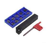 Soporte para herramientas de torneado de torno, SCLCR1616H09 16x100mm con 10pcs CCMT09T304 Insertos de carburo Barra de perforación de acero de aleación para operaciones de semiacabado CNC