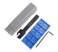 Soporte para herramientas de torneado MGEHR1212-1.5 para torno CNC con 10 piezas de insertos de carburo MGMN150-G, vástago de corte ranurado a la derecha de 12 mm x 100 mm, par de aleación de acero