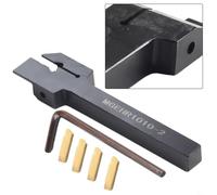 Soporte para herramientas de torno MGEHR10102 de 10 mm de diámetro, 100 mm de longitud, incluye 4 insertos MGMN200 para operaciones de ranurado y corte de torno