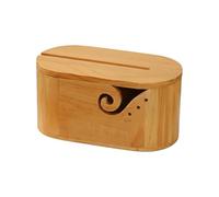 Soporte para hilo de madera con tapa, cuenco para tejer | Recipiente ovalado de ganchillo de 27,5 x 14 x 12,2 cm, ideal para tejer, ganchillo, lana, almacenamiento de hilos, proyectos de manualidades