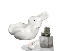 Soporte para Huevera de Cerámica,Huevera de Conejito - Hueveras de conejito hervidas - Lindos soportes de huevos de cerámica para cocina, soporte para huevos de decoración de Pascua, bandeja de una so